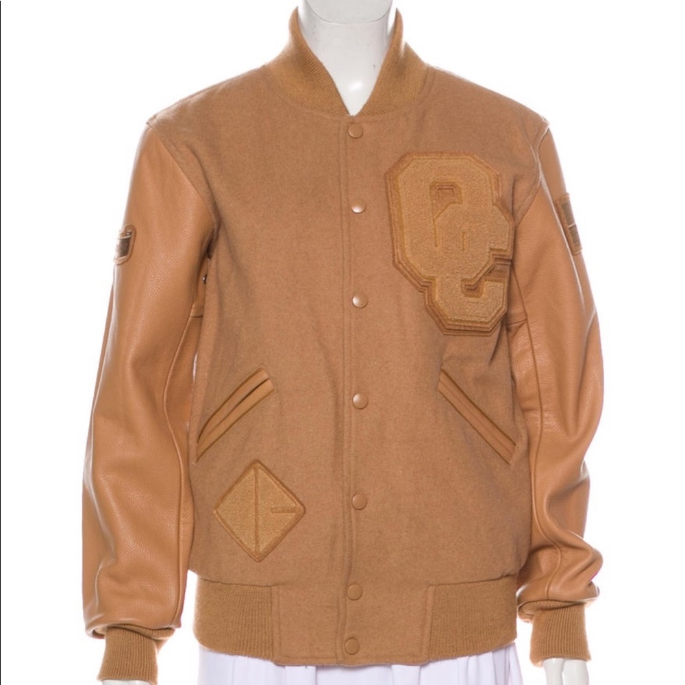 Opening Ceremony Tan Wool Varsity Bomber Jacket